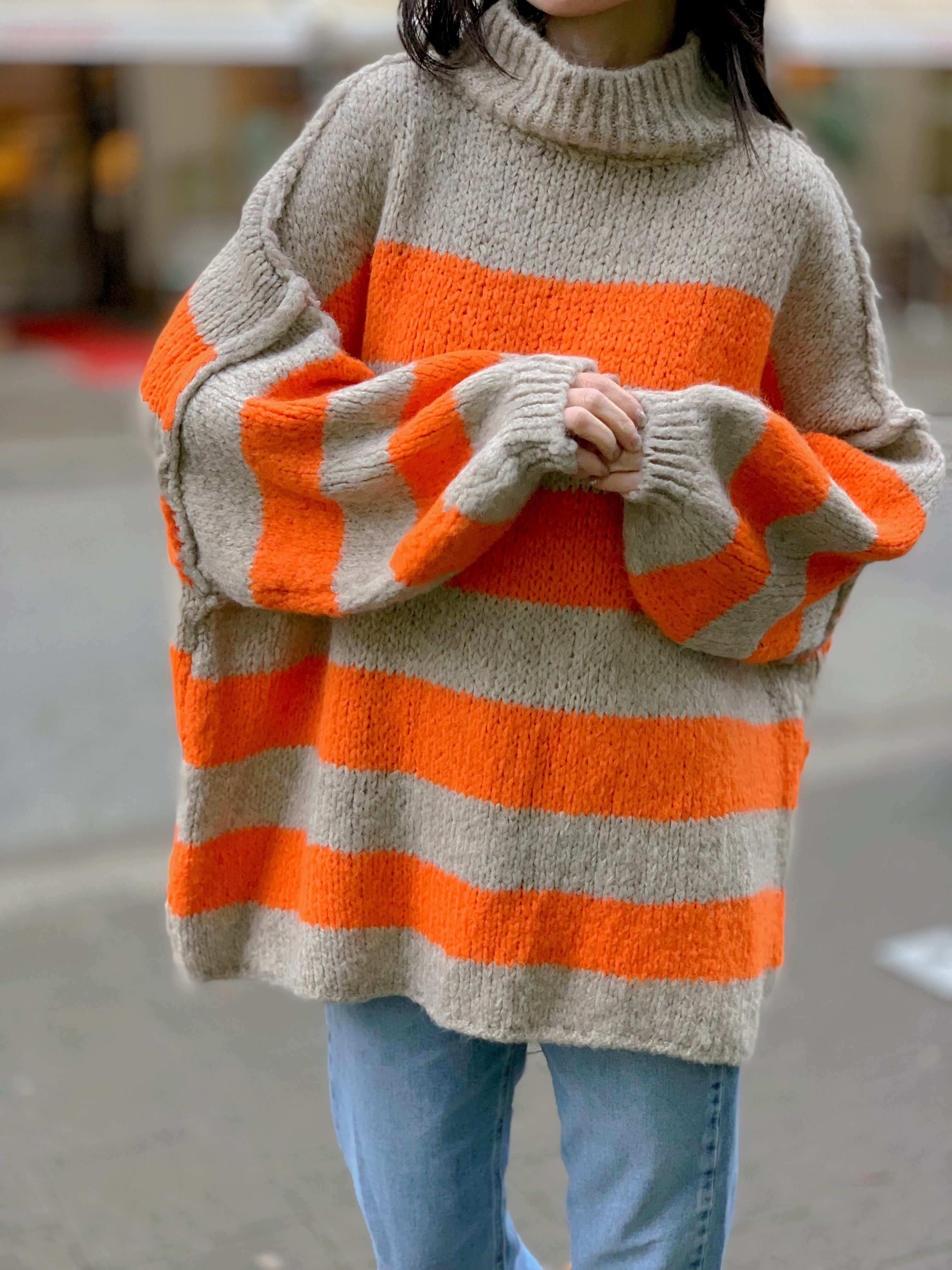 Pullover beige orange Outlet